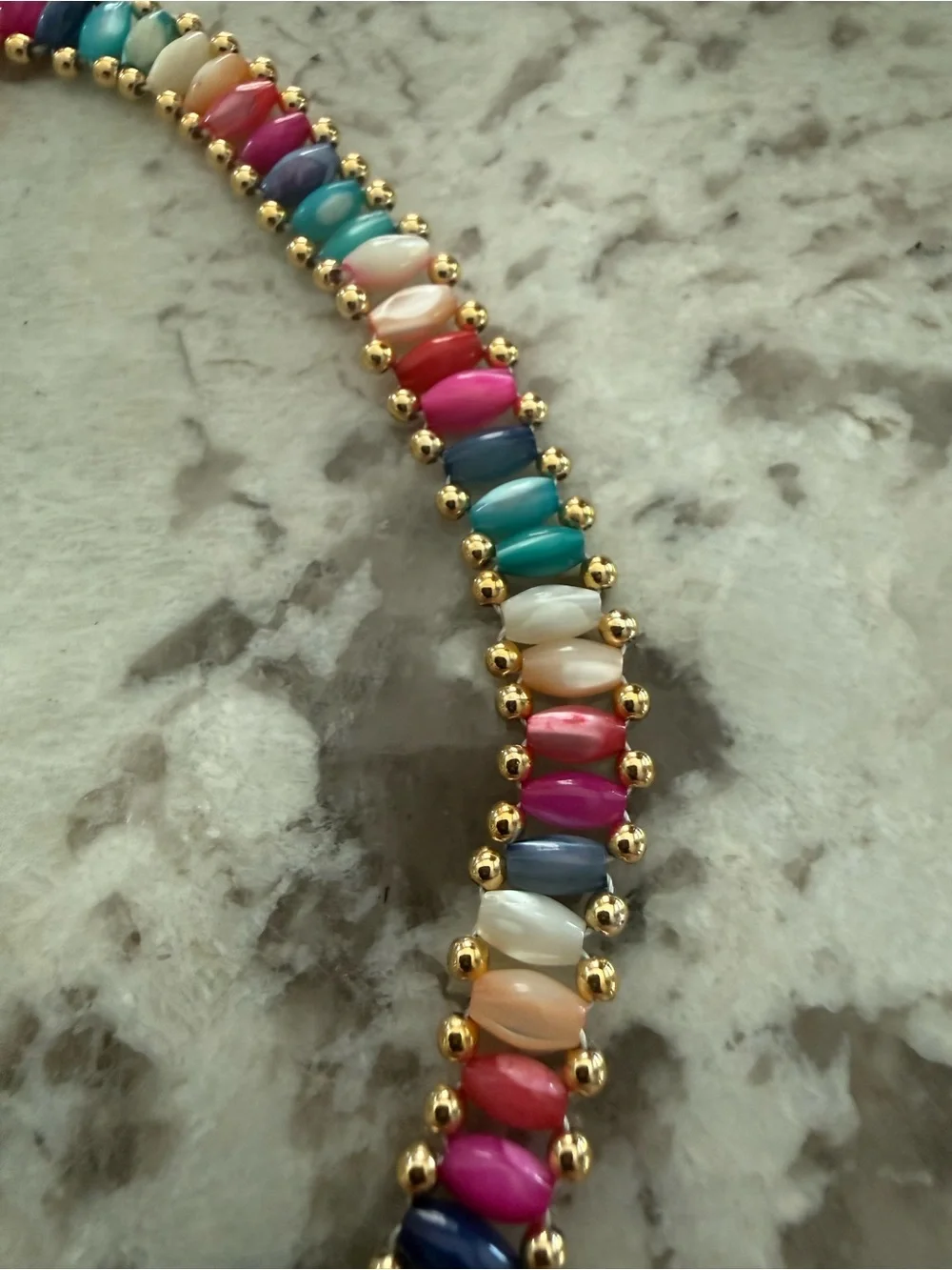 Vintage Multicolor Beaded Gold Tone Accent Necklace 16” - Picture 6 of 7